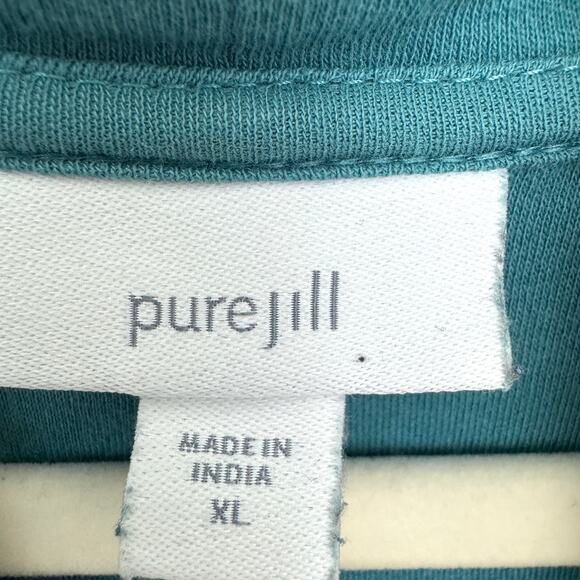 J. Jill Womens PureJill Pullover Top Shirt Sz XL 100% Cotton Comfy Buttons Green - Picture 2 of 8